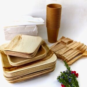 palm  10  pic Square 10"- 10 Pic 7"-6" Square 10 Pic Cup -20 Pic napkin - 30 cu…